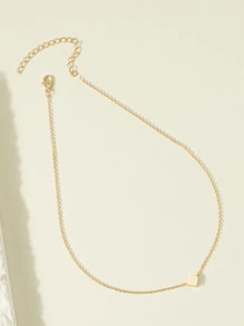 愛心掛飾項鍊 - 金黃色 - 查看 7