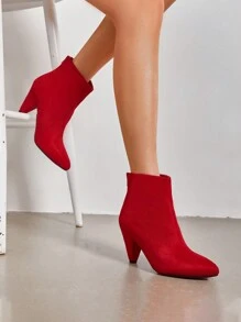 Women's Light Grey Suedes Pointed Toe High Heel Ankle Booties - Đỏ - Xem 2