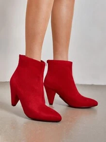 Women's Light Grey Suedes Pointed Toe High Heel Ankle Booties - Đỏ - Xem 3