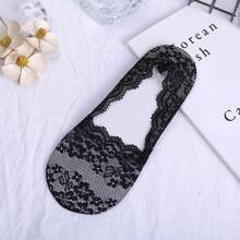 女士蕾丝细节隐形短船袜，夏季 - 彩色 - 查看 13