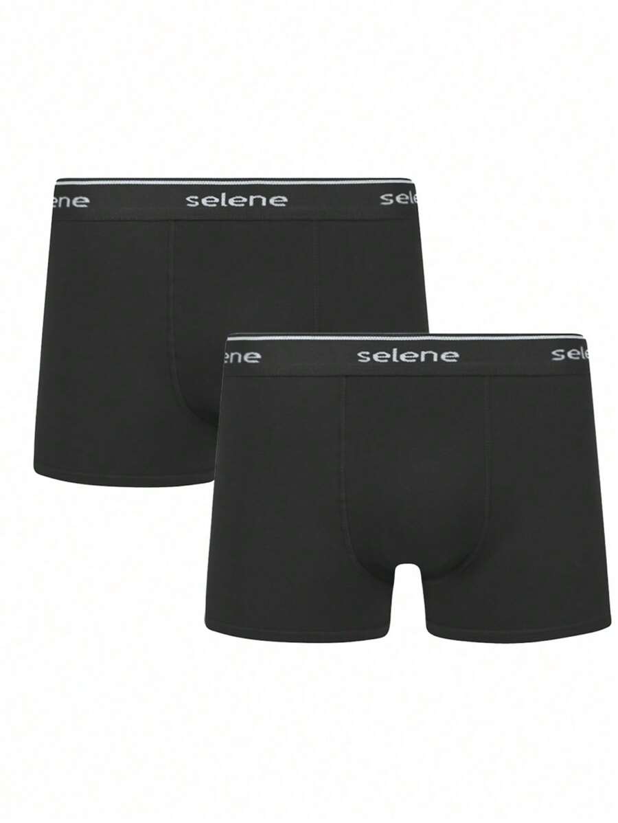 Kit 2 Selene Original Men's Boxer Briefs Plus Size Plain Cotton Basic