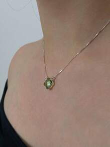 Van Cleef Choker Necklace In 925 Silver - Various Colors - Olive Green - View 2