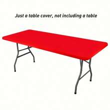 1 pièce de housse de table ajustée à moitié, nappe rectangulaire en polyester, options de couleurs multiples, ajustement élastique et ajusté, convient pour les tables pliantes de 4/6/8 pieds, lavable pour le pique-nique, le camping, l'intérieur et l'extérieur