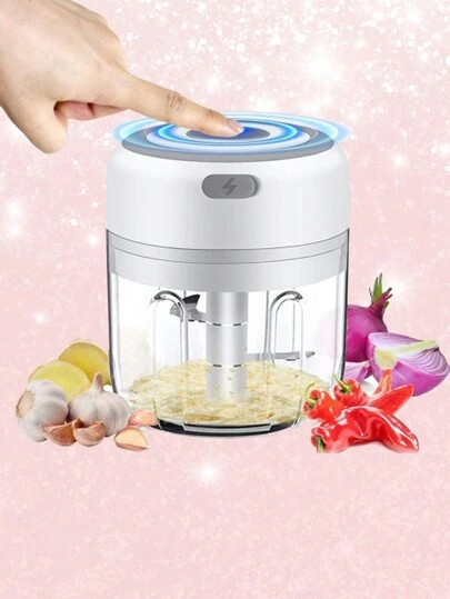 Mini Picador Triturador de Verduras Eléctrico ideal para cortar ajo y verduras con control de pulso de un solo toque, sin esfuerzo y sin dolor de brazo