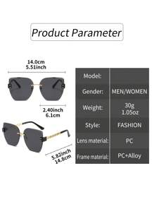 LINFEMAND 无框猫眼镂空设计女士时尚眼镜，奢华渐变镜片，适合夏季海滩度假、户外旅行等场合，优雅链条风格，超大蝴蝶框 - 彩色 - 查看 8