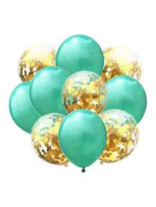10 件套乳胶金色闪光气球套装，派对生日装饰婚礼 - 綠色 - 查看 3