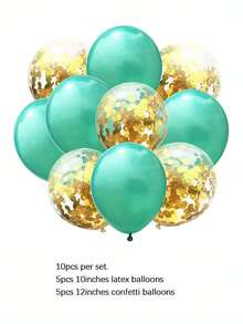 10 件套乳胶金色闪光气球套装，派对生日装饰婚礼 - 綠色 - 查看 2