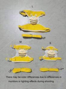 1set Cute Cartoon Bee Pet Collar And Leash Set For Small Dogs, And Cat's Harness Vest And Leash Set