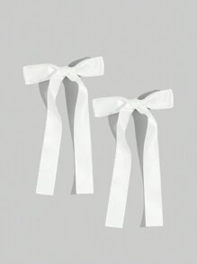 2pcs Solid Color Satin Bowknot Hair Clips, Minimalist Design For Daily Wear Valentine's Day Valentines Claw Clips Hair Claws Hair Barrettes