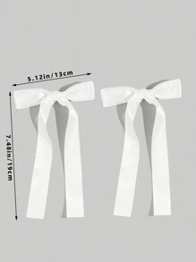2pcs Solid Color Satin Bowknot Hair Clips, Minimalist Design For Daily Wear Valentine's Day Valentines Claw Clips Hair Claws Hair Barrettes