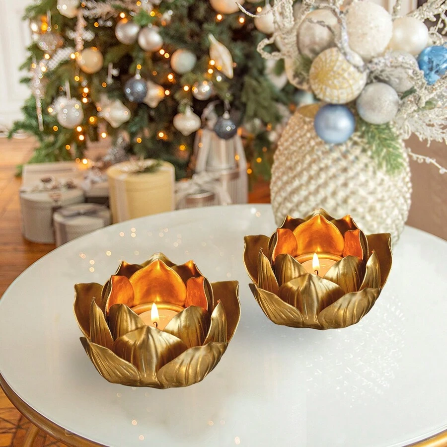 1 件金色陶瓷圣诞烛台，适用于办公室、派对、节日、生日、婚礼、家庭、酒店、餐厅、客厅、卧室、婚礼派对、厨房、花园装饰、圣诞节、婚礼、春夏装饰、节日派对 - 金色 - 查看 1