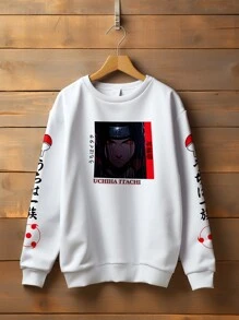 Uchiha Itachi Cloud Print Crew Neck Sweatshirt - 白色 - 查看 2