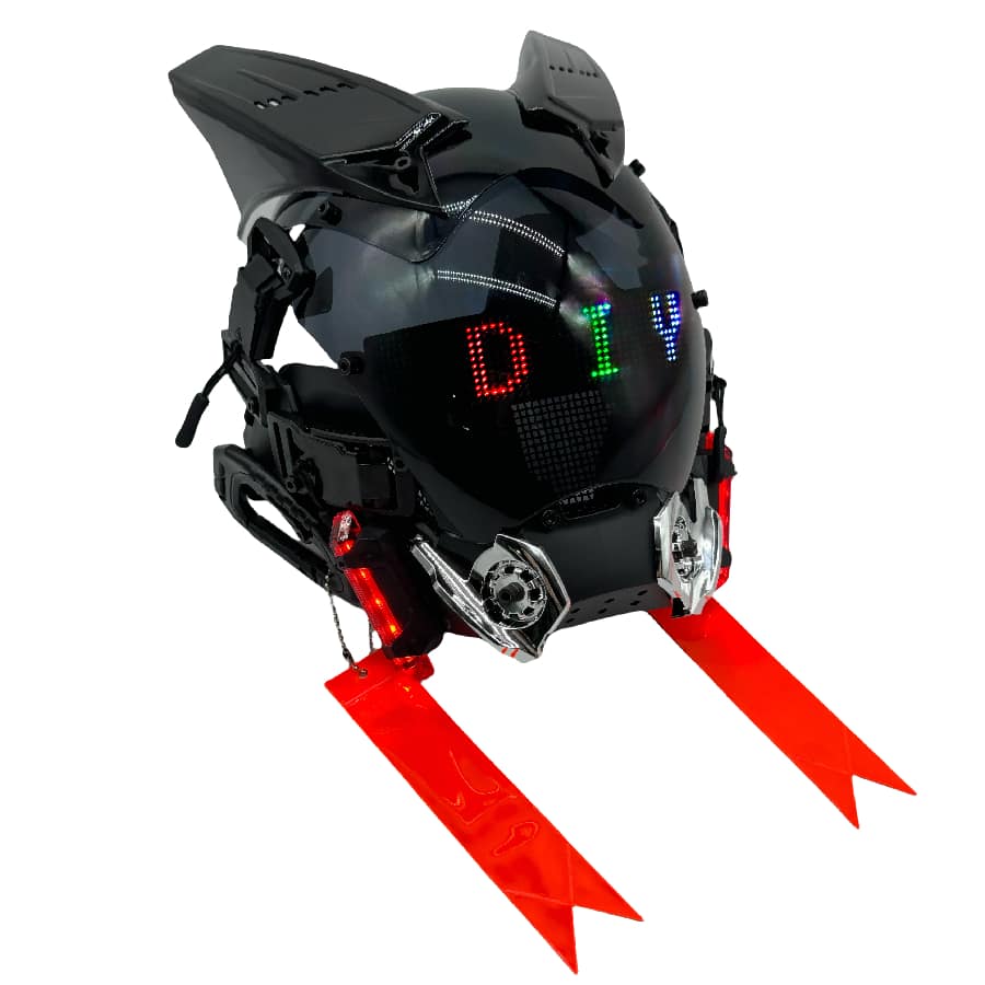 Gothic Punk Helmet Mask For Men Motorcycle Futuristic Techwear Mask Cosplay Halloween Party Music Accessories - Red - View 1