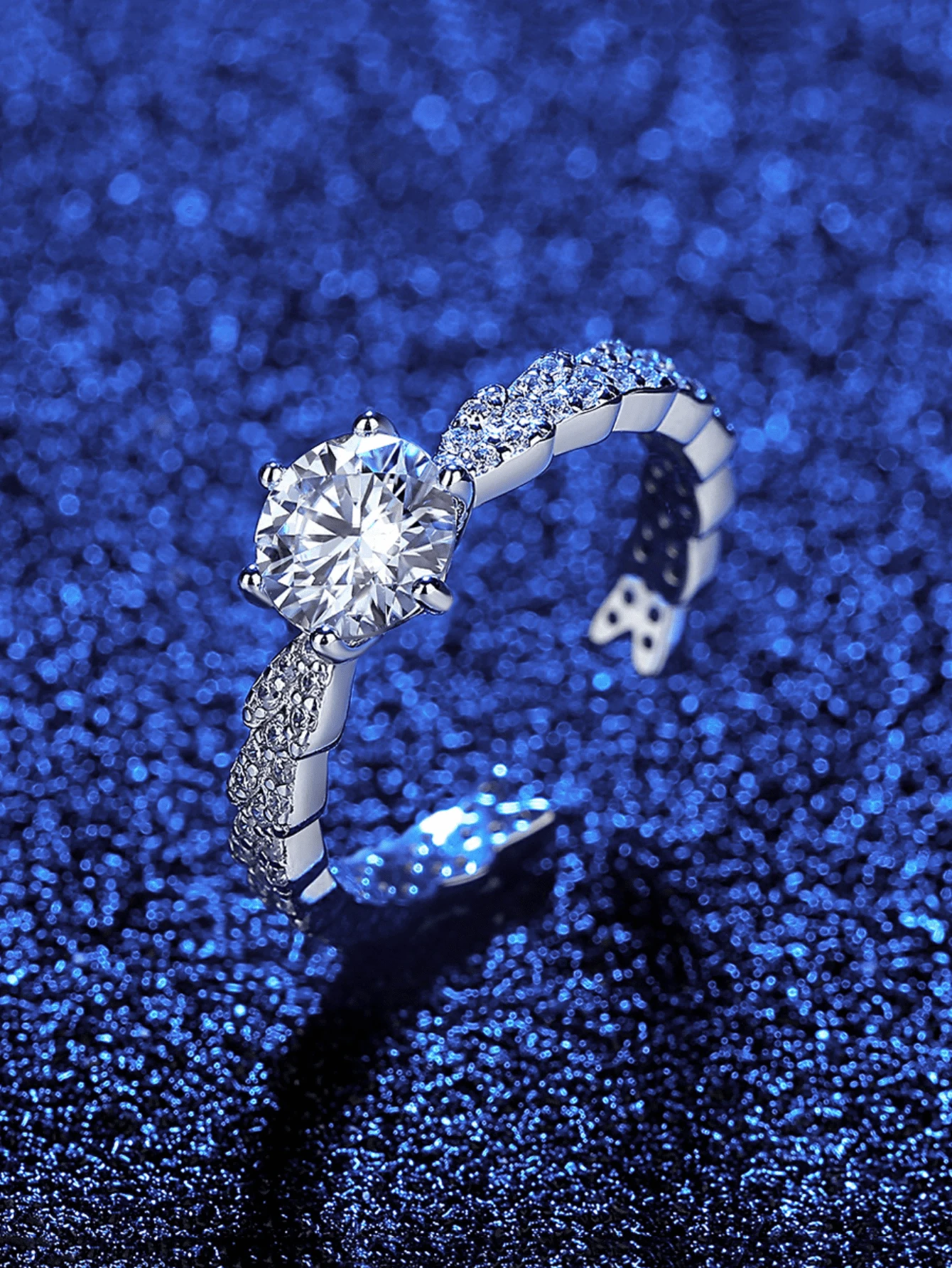1pc Women's Luxury 925 Sterling Silver Moissanite Floral Engagement ...