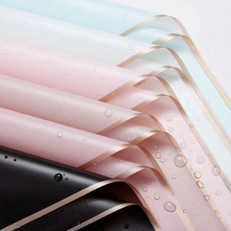 20 Sheets, Golden Edge Waterproof Flower Wrapping Paper Perfect For