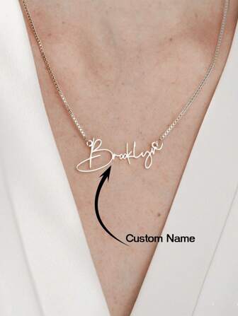Collar personalizado con nombre con cadena de caja, collar con nombre personalizado para mujer de acero inoxidable con letra inglesa personalizada, colgante hecho a mano, regalo de cumpleaños único para ella, mamá, novia, esposa, dama de honor, estilo dorado elegante, moda de otoño