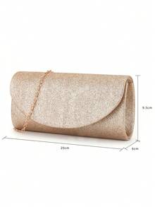 Bolso de mano de color champán, sólido, elegante y versátil para fiestas y eventos de noche - Champán - Ver 7