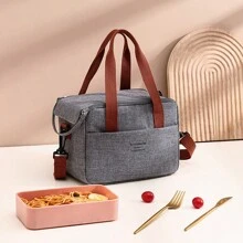 1pc Portable Tin Foil Insulation Lunch Bag For Women Men Girls Thermal Insulated Lunch Box Tote Cooler Handbag Waterproof Shoulder Bag Bento Pouch Office Food Storage Bags With Adjustable Shoulder Strap Gray Ice Bag Perfect For Office School Camping BBQWomanLunch Box BagLadiesSchool Supplies Stuff Accessories Bag For School School Accessories School Stuff