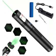 Puntero Láser Verde, Linterna Láser En Forma De Bolígrafo De Alta Potencia Con Batería Incorporada Y Indicador Láser Verde De Largo Alcance (negro) Recargable Por Usb - Negro - Ver 4