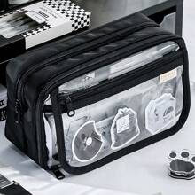 1个装，【产品仅含铅笔盒，不含场景图片配件】2024新款透明笔袋，多层收纳袋，带折叠扣，非常漂亮的笔盒，可放大容量文具盒，非常适合办公室和在校学生，深受女生喜爱 - 彩色 - 查看 6