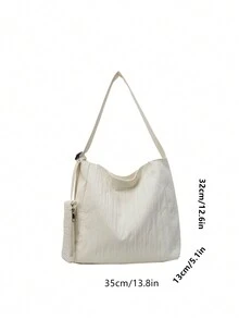 1pc Large Capacity Solid Color Travel Duffel Bag With Zipper Closure, Including A Small Square Crossbody Bag, Suitable For Women Casual Daily Use & Travel - White - View 7