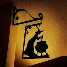 POSIGLOWTH 1pc Halloween Metal Ghost Wall Art,  Pumpkin Crow Skeleton Wall Hanging Silhouette, Living Room Garden Indoor And Outdoor Sculpture Decorative Crafts