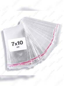 GRUPO CARNAVALLIA Ciento de Bolsas Transparentes de Celofán Bolsas de Plástico con Pegamento y sin Pretina con Cinta Adhesiva 100 piezas Para Decoración Empaquetar Excelente Presentación para Embalaje - 7x10 - Ver 8