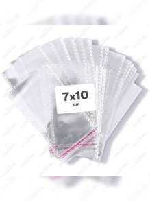 GRUPO CARNAVALLIA Ciento de Bolsas Transparentes de Celofán Bolsas de Plástico con Pegamento y sin Pretina con Cinta Adhesiva 100 piezas Para Decoración Empaquetar Excelente Presentación para Embalaje - 7x10 - Ver 9