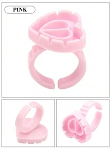 100Pcs Disposable Heart Shaped And Round Glue Rings 5 Colors Adjustable Plastic Glue Holder Cup For Eyelash Extensions Application - Multicolor - View 14