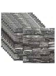 Patrón De Ladrillo Pegatina De Pared 3d Papel Tapiz 10 PCS - Negro retro (estilo ladrillo) - Ver 1