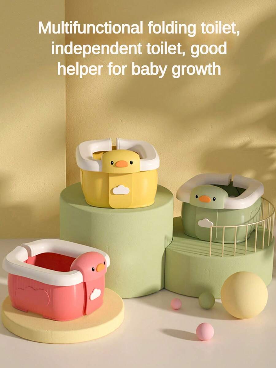 1件家用男女厕所训练马桶便携式儿童户外折叠马桶儿童尿壶男女宝宝旅行便盆车载婴儿儿童尿壶男女宝宝塑料户外便携式马桶小马桶加固加厚折叠便携收纳 - 彩色 - 查看 1