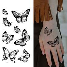 10Sheets 101 Patterns 3D Waterproof Black Butterfly Temporary Tattoo Sticker For Women And Girl Body Art Arm Makeup - Black - View 3