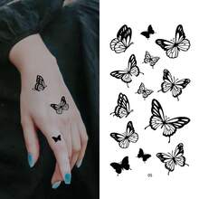 10Sheets 101 Patterns 3D Waterproof Black Butterfly Temporary Tattoo Sticker For Women And Girl Body Art Arm Makeup - Black - View 5