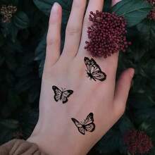 10Sheets 101 Patterns 3D Waterproof Black Butterfly Temporary Tattoo Sticker For Women And Girl Body Art Arm Makeup - Black - View 2