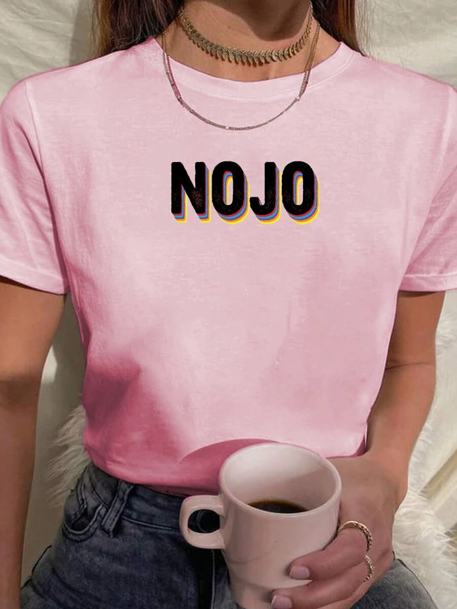 Baby Look Women's T-Shirt Funny Phrases Disgust Various Colors 100% Cotton - Màu Hồng baby - Xem 1