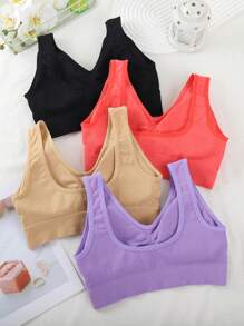 4pcs/Set Women's Sports Bra Racerback Yoga Fitness Running Padded Bras, Lingerie