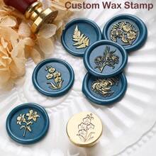 1PC 2.5cm Personalized Wax Seal Stamp-Sealing Wax Stamp With Wooden Handle Custom Wax Seal Stamp For Crafting, Envelopes, Gift Wrap Graduation Gifts And Wedding Invitation - 25mm Round - View 8