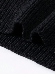 ANDREILEEANDREILEE Men's Thick Knit Pullover Sweater, Street Style American English Graphic Intarsia, Loose Fit Casual Crew Neck, Suitable For Spring, Autumn, Winter - Black - View 6