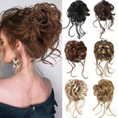 Tổng Hợp Lộn Xộn Bun Phần Tóc Búi Tóc Scrunchie Làm Tóc Xoăn Lượn Sóng Lộn Xộn Chignon Updo Phần Tóc Cho Phụ Nữ Hàng Ngày Đảng sử Dụng