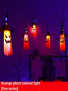 1 件装幽灵万圣节装饰品，万圣节装饰品户外装饰挂灯，幽灵帽万圣节装饰品，万圣节派对灯串庭院树花园，幽灵帽，骷髅框架。巫师帽南瓜万圣节装饰品，圣诞节 - 彩色 - 查看 5