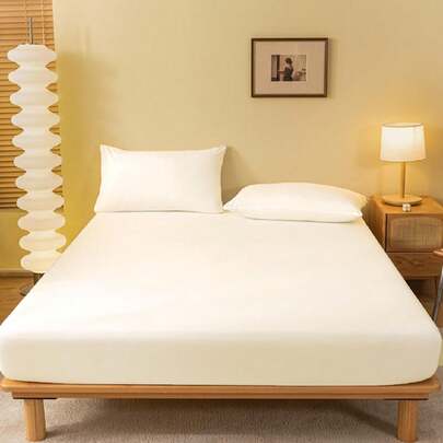 1 قطعة ملاءة سرير ذات لون واحد، ملاءة سرير، مفروشات سرير، غطاء مرتبة، مريحة وناعمة للغرفة، واقي مرتبة، ملاءة صديقة للبشرة، غطاء سرير مقاوم للأتربة لجميع الفصول، مناسبة لأسرة توأم، كاملة، ملكي، هدية عيد (لا يشمل غطاء وسادة)