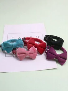 Collar para gato con campana, corbata de moño para gato, collar de terciopelo para mascotas, collar ajustable para gatitos, collar pequeño para perros para bodas y fiestas de cumpleaños - Multicolor - Ver 4