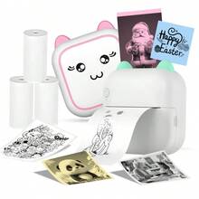 Mini Sticker Printer Doodle Dash Portable Thermal Printer Inkless Pocket Photo Printer For Learning Assistance, Scrapbook Supplies,Journal,Study Notes With 3Rolls Color Non-Adhesive Printing Paper - C25 Blue With 3 Rolls Color No-sticky Paper - View 1