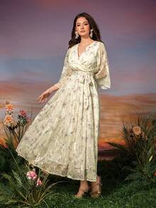 碎花束带雪纺连衣裙