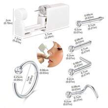 AVYRING 7Pcs Nose Piercing Kit, Piercing Gun Built-In Nose Studs, Painless Self Piercing Kit With 20G Nose Rings Studs, Disposable Piercing Gun For At Home Nose Piercing - Multicolor - View 3