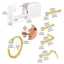 AVYRING 7Pcs Nose Piercing Kit, Piercing Gun Built-In Nose Studs, Painless Self Piercing Kit With 20G Nose Rings Studs, Disposable Piercing Gun For At Home Nose Piercing - Multicolor - View 5