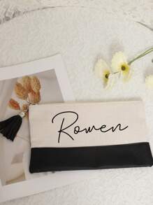 1pc Personalized Makeup Bag, Custom Zipper Pouch, Bridesmaid Gift, Bridal Party Gift, Personalized Bachelorette Gift,Makeup Bag, Monogram Canvas Bag,Custom Cosmetic Bag To Match Tote,Travel Jewelry Pouch For Women