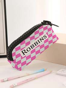 1 pieza Estuche de lápices personalizado, bolsa de almacenamiento personalizada, puedes personalizar tu diseño único (foto, nombre, ilustración), bolsa de cosméticos con cremallera ligera, caja de lápices, estuche de lápices clásico, adecuado para la escuela/estudiantes/vuelta al colegio