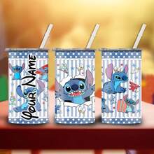 1 cái 12oz được cá nhân hóa có hoa văn khâu dễ thương được in đôi tường cách nhiệt, chống rò rỉ, cốc cà phê bằng thép không gỉ có thể tái sử dụng có nắp và ống hút, thích hợp cho sữa, cà phê, sinh tố, nước trái cây và đồ uống, tuyệt vời cho sinh nhật, Giáng sinh, cắm trại và trở lại trường học - Đầy màu sắc - Xem 5