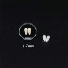 2 piezas Dientes falsos de vampiro, colmillos de vampiro de Halloween, dientes de zombie, colmillos puntiagudos para disfraz (color aleatorio: beige o blanco) - Multicolor - Ver 13